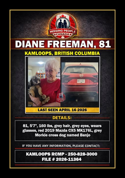 Diane Freeman, 81-year-old Missing, British Columbia, Last Seen 1800-block of Tranquille Road Help Find